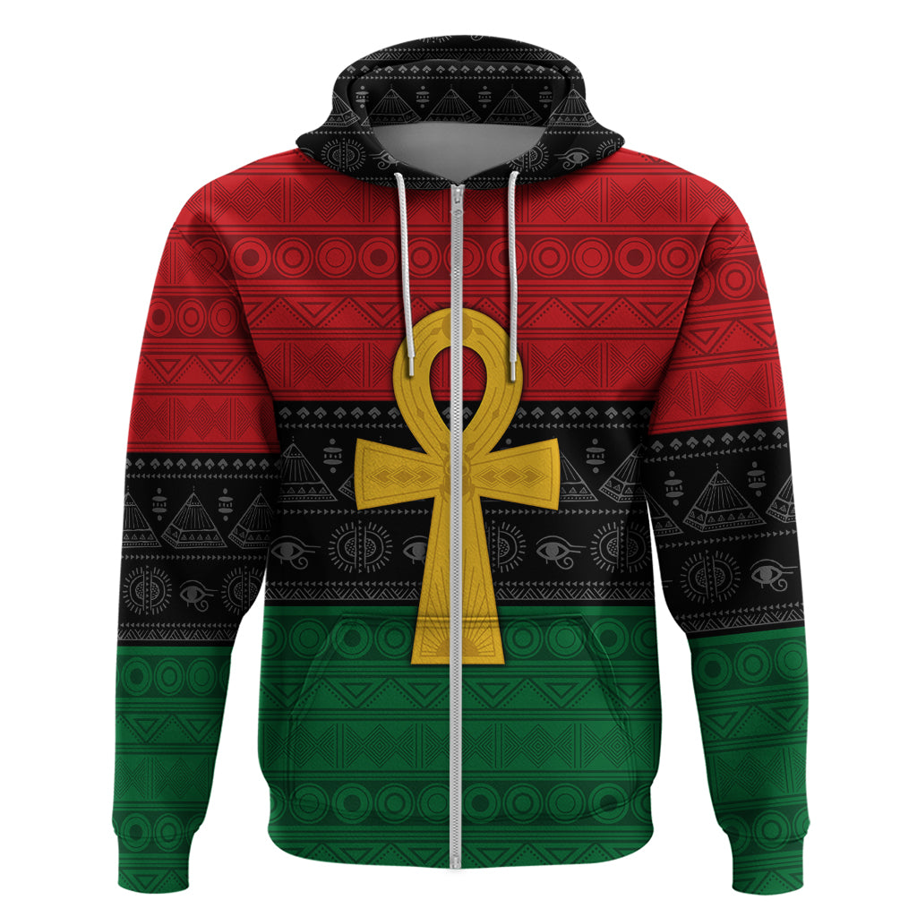 Pan African Ankh Zip Hoodie Egyptian Cross - Wonder Print Shop