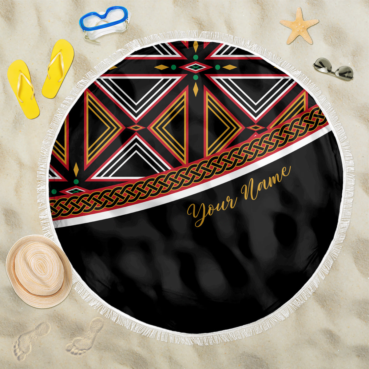 Personalized Bamenda African Beach Blanket Atoghu Cameroon Print