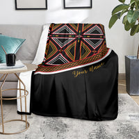 Black African blanket with multicolor geometric border and gold 'Your name' centered print