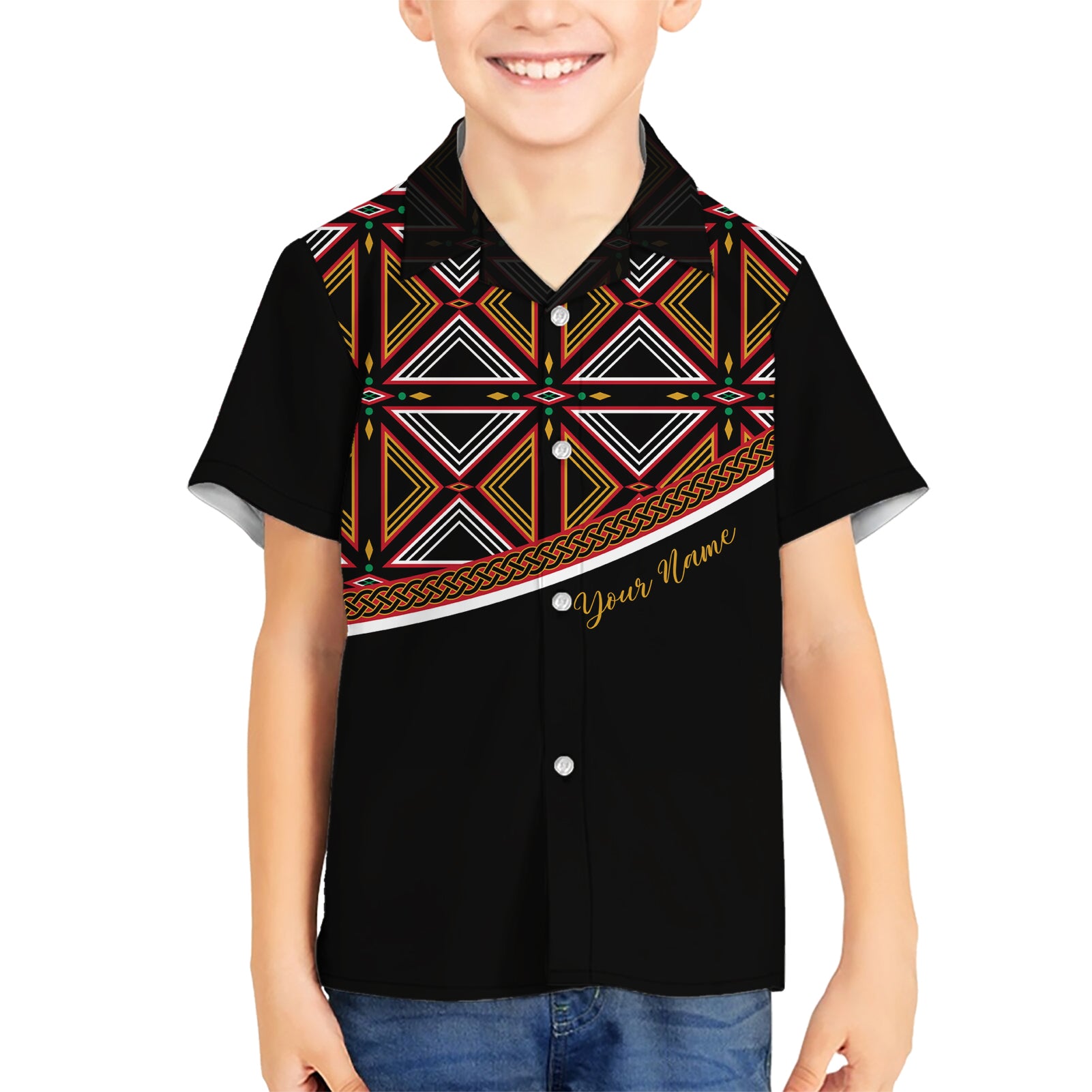 Personalized Bamenda African Kid Hawaiian Shirt Atoghu Cameroon Print - Wonder Print Shop