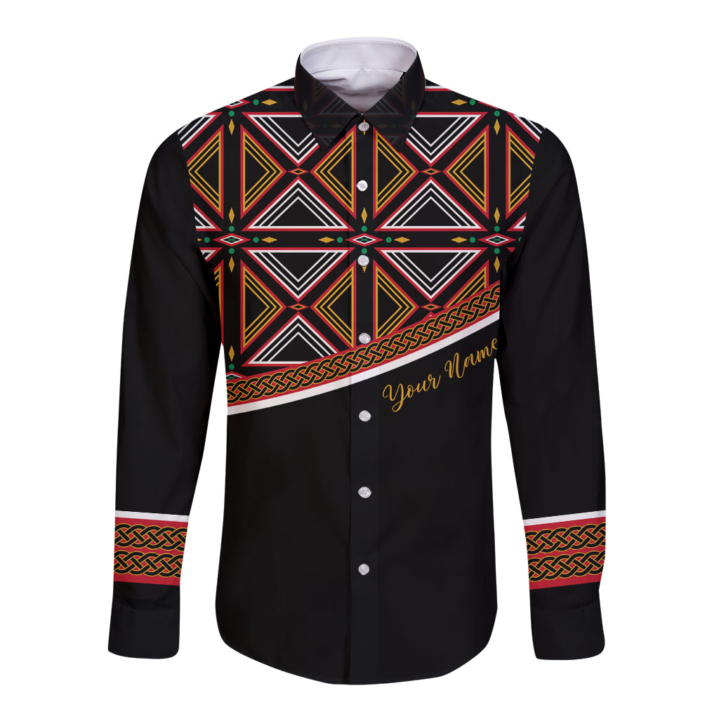 Personalized Bamenda African Long Sleeve Button Shirt Atoghu Cameroon Print - Wonder Print Shop