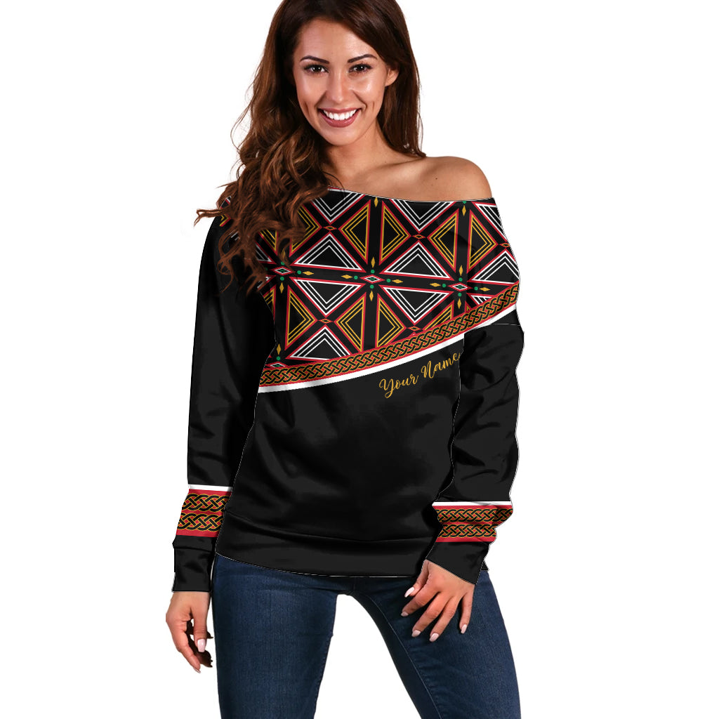 Personalized Bamenda African Off Shoulder Sweater Atoghu Cameroon Print - Wonder Print Shop