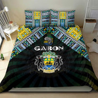 Gabon Roots Bedding Set African Map in Fingerprint and Tribal Colors