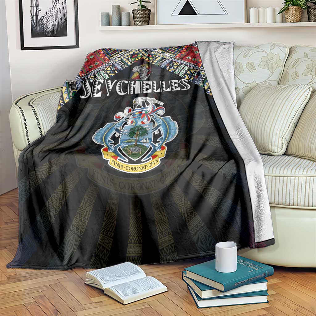 Seychelles Roots Blanket African Map in Fingerprint and Tribal Colors
