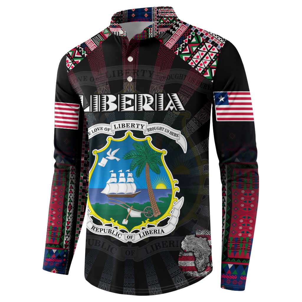 Personalized Liberia Roots Button Sweatshirt African Map in Fingerprint and Tribal Colors