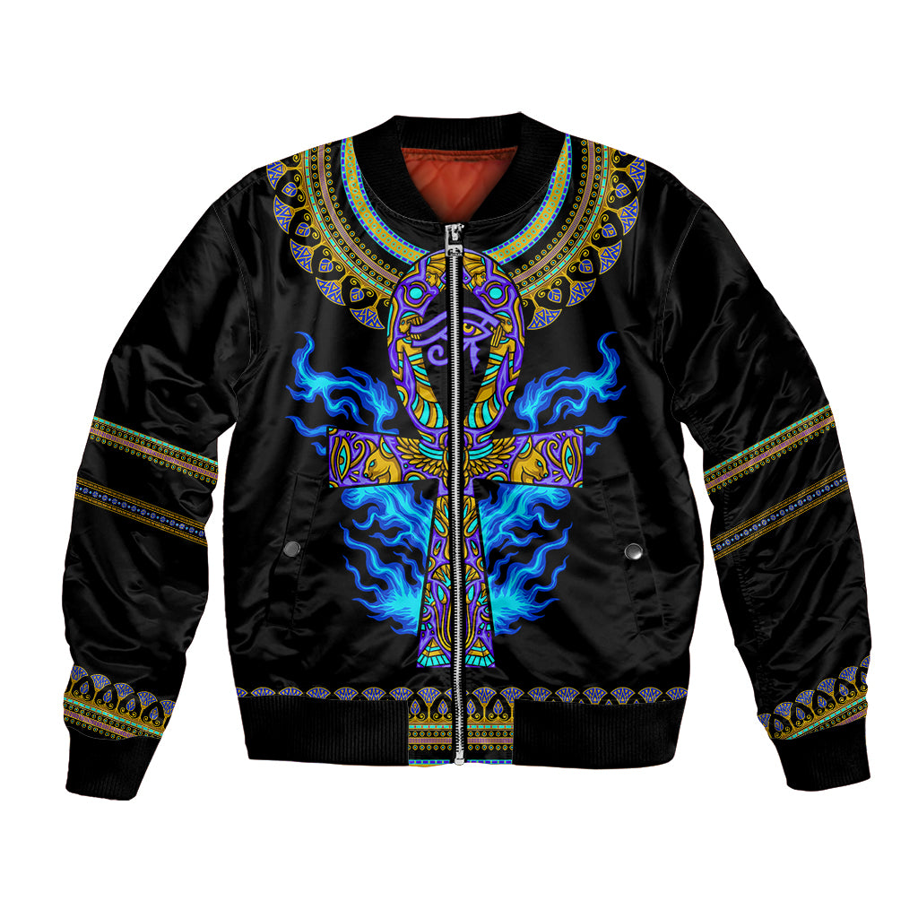 egyptian-ankh-golden-blue-fire-bomber-jacket