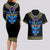 Egyptian Ankh Golden Blue Fire Couples Matching Long Sleeve Bodycon Dress and Hawaiian Shirt - Wonder Print Shop