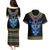 Egyptian Ankh Golden Blue Fire Couples Matching Puletasi Dress and Hawaiian Shirt - Wonder Print Shop