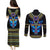 Egyptian Ankh Golden Blue Fire Couples Matching Puletasi Dress and Long Sleeve Button Shirts - Wonder Print Shop