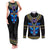 Egyptian Ankh Golden Blue Fire Couples Matching Tank Maxi Dress and Long Sleeve Button Shirts - Wonder Print Shop