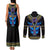 Egyptian Ankh Golden Blue Fire Couples Matching Tank Maxi Dress and Long Sleeve Button Shirts - Wonder Print Shop