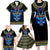 Egyptian Ankh Golden Blue Fire Family Matching Long Sleeve Bodycon Dress and Hawaiian Shirt - Wonder Print Shop