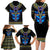 Egyptian Ankh Golden Blue Fire Family Matching Long Sleeve Bodycon Dress and Hawaiian Shirt - Wonder Print Shop