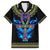 Egyptian Ankh Golden Blue Fire Family Matching Long Sleeve Bodycon Dress and Hawaiian Shirt - Wonder Print Shop