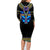 Egyptian Ankh Golden Blue Fire Family Matching Long Sleeve Bodycon Dress and Hawaiian Shirt - Wonder Print Shop