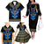 Egyptian Ankh Golden Blue Fire Family Matching Off Shoulder Long Sleeve Dress and Hawaiian Shirt - Wonder Print Shop