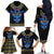 Egyptian Ankh Golden Blue Fire Family Matching Off Shoulder Long Sleeve Dress and Hawaiian Shirt - Wonder Print Shop