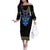 Egyptian Ankh Golden Blue Fire Family Matching Off Shoulder Long Sleeve Dress and Hawaiian Shirt - Wonder Print Shop