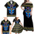 Egyptian Ankh Golden Blue Fire Family Matching Off Shoulder Maxi Dress and Hawaiian Shirt - Wonder Print Shop