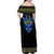 Egyptian Ankh Golden Blue Fire Family Matching Off Shoulder Maxi Dress and Hawaiian Shirt - Wonder Print Shop