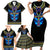 Egyptian Ankh Golden Blue Fire Family Matching Short Sleeve Bodycon Dress and Hawaiian Shirt - Wonder Print Shop