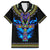 Egyptian Ankh Golden Blue Fire Family Matching Short Sleeve Bodycon Dress and Hawaiian Shirt - Wonder Print Shop