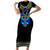 Egyptian Ankh Golden Blue Fire Family Matching Short Sleeve Bodycon Dress and Hawaiian Shirt - Wonder Print Shop