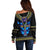 Egyptian Ankh Golden Blue Fire Off Shoulder Sweater - Wonder Print Shop