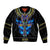 Egyptian Ankh Golden Blue Fire Sleeve Zip Bomber Jacket - Wonder Print Shop