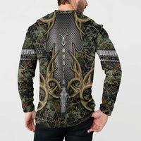 Skull Deer Hunting Camouflage Pattern Button Sweatshirt Rustic Hunting Metal Mesh Background Art - Wonder Print Shop