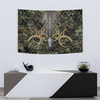 Skull Deer Hunting Camouflage Pattern Tapestry Rustic Hunting Metal Mesh Background Art - Wonder Print Shop