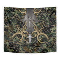 Skull Deer Hunting Camouflage Pattern Tapestry Rustic Hunting Metal Mesh Background Art - Wonder Print Shop