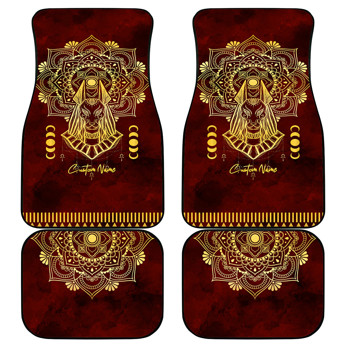 Personalized Anubis Car Mats Ancient Egyptian Pattern In Red - Wonder Print Shop