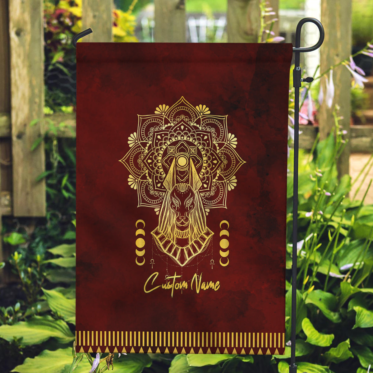 Personalized Anubis Garden Flag Ancient Egyptian Pattern In Red - Wonder Print Shop