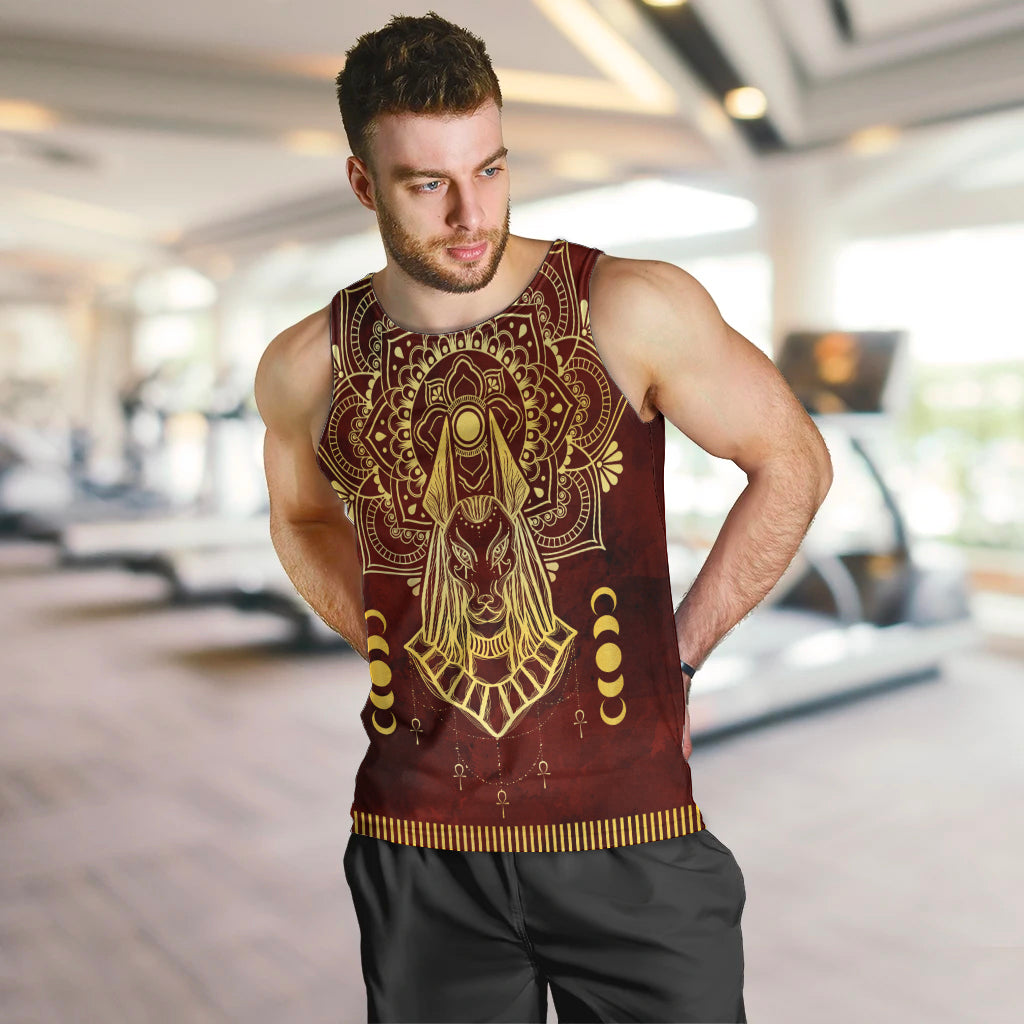 Personalized Anubis Men Tank Top Ancient Egyptian Pattern In Red