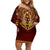 Personalized Anubis Off Shoulder Short Dress Ancient Egyptian Pattern In Red