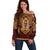 Personalized Anubis Off Shoulder Sweater Ancient Egyptian Pattern In Red