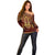 Personalized Anubis Off Shoulder Sweater Ancient Egyptian Pattern In Red