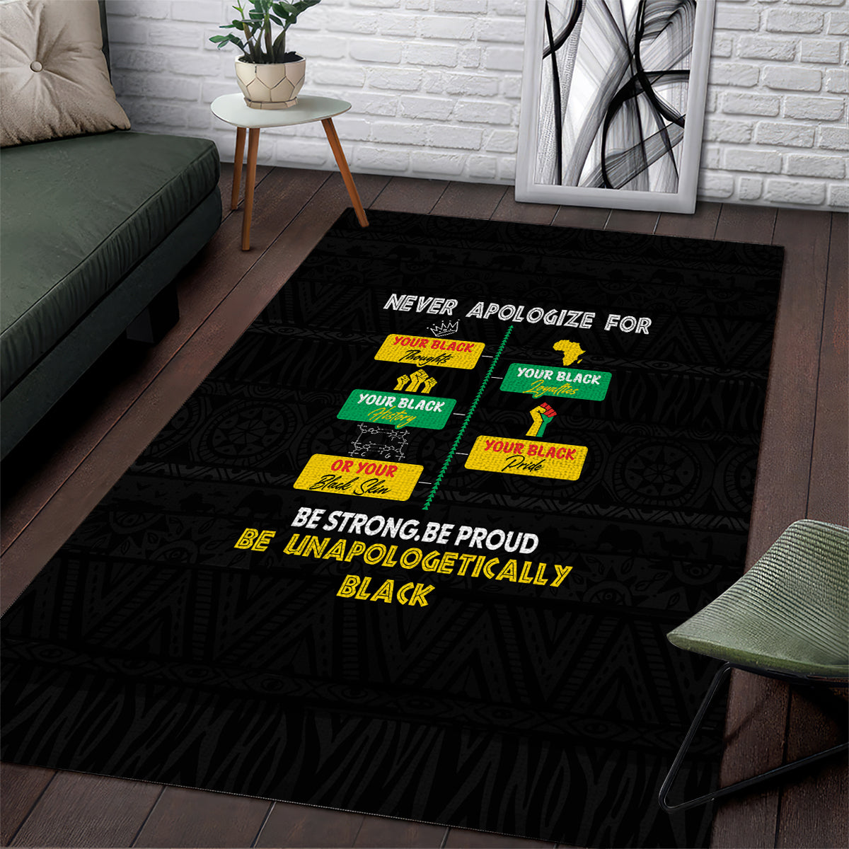 Never Apologize For Your Pride Area Rug African Black History - Wonder Print Shop