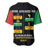 Black baseball jersey back with large Pride text and multicolor graphic panels