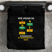 Black bedding set with two pillowcases and comforter, bold pride text graphics