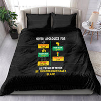 Black bedding set with two pillowcases and comforter, pride quote and silhouette print