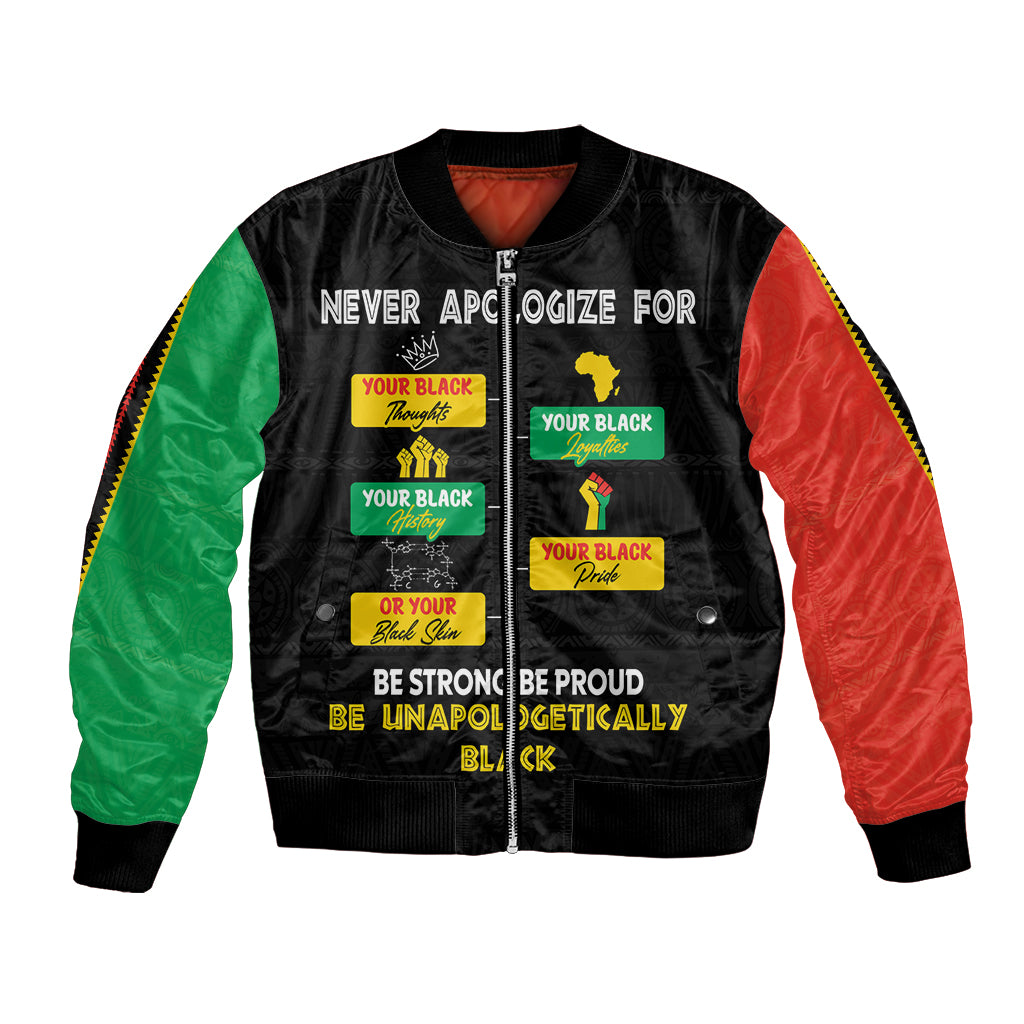 Never Apologize For Your Pride Bomber Jacket African Black History - Wonder Print Shop