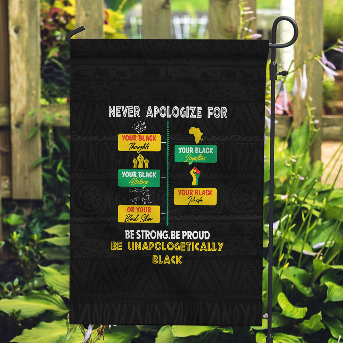 Never Apologize For Your Pride Garden Flag African Black History - Wonder Print Shop