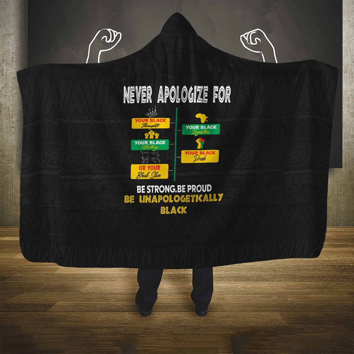 Never Apologize For Your Pride Hooded Blanket African Black History