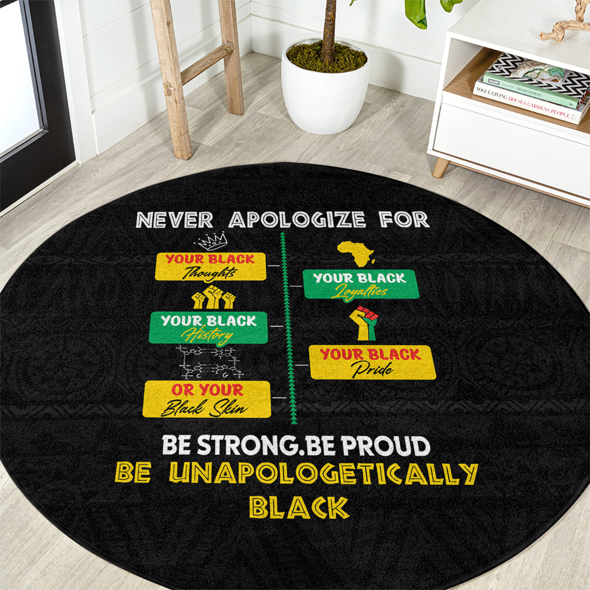 Never Apologize For Your Pride Round Carpet African Black History