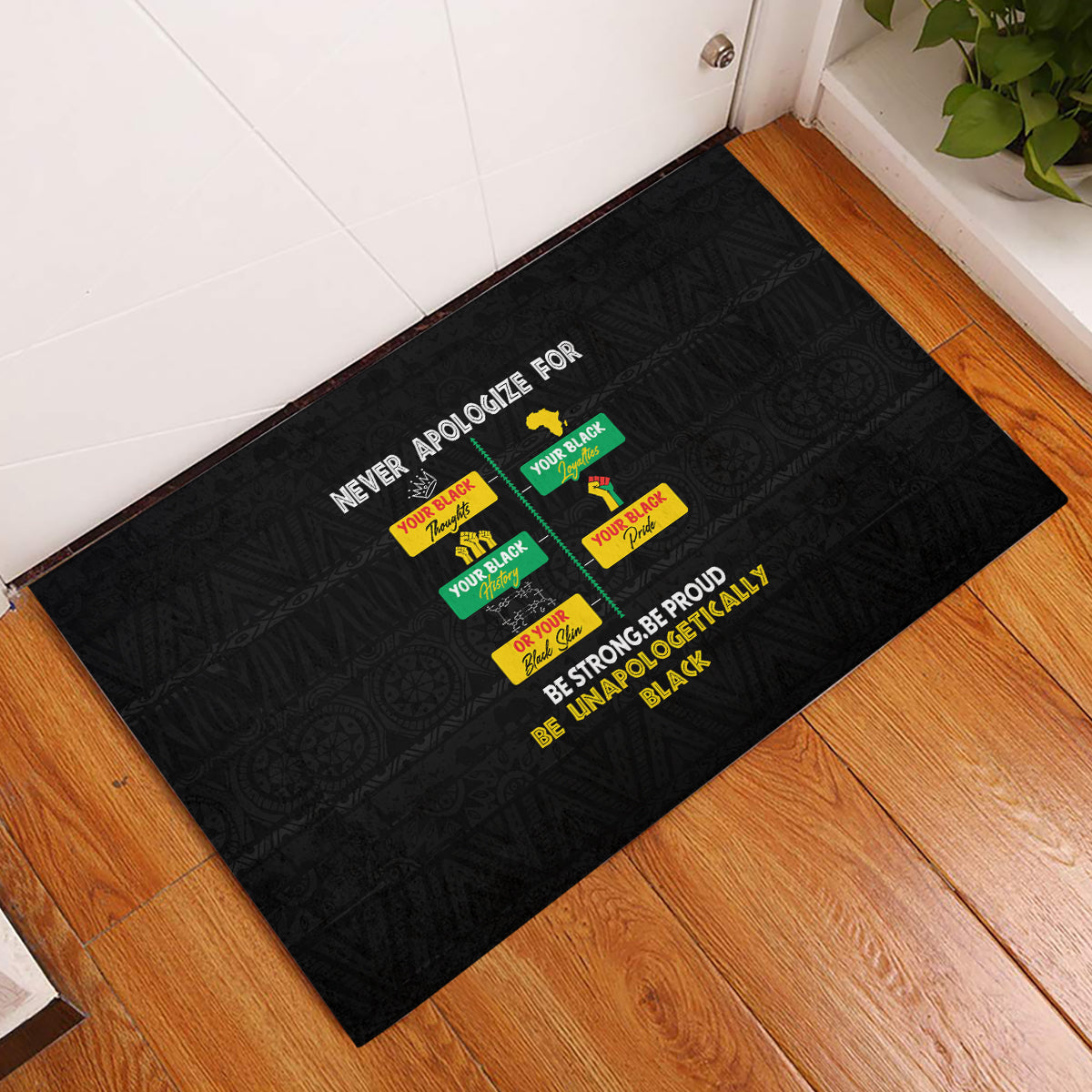 Never Apologize For Your Pride Rubber Doormat African Black History - Wonder Print Shop