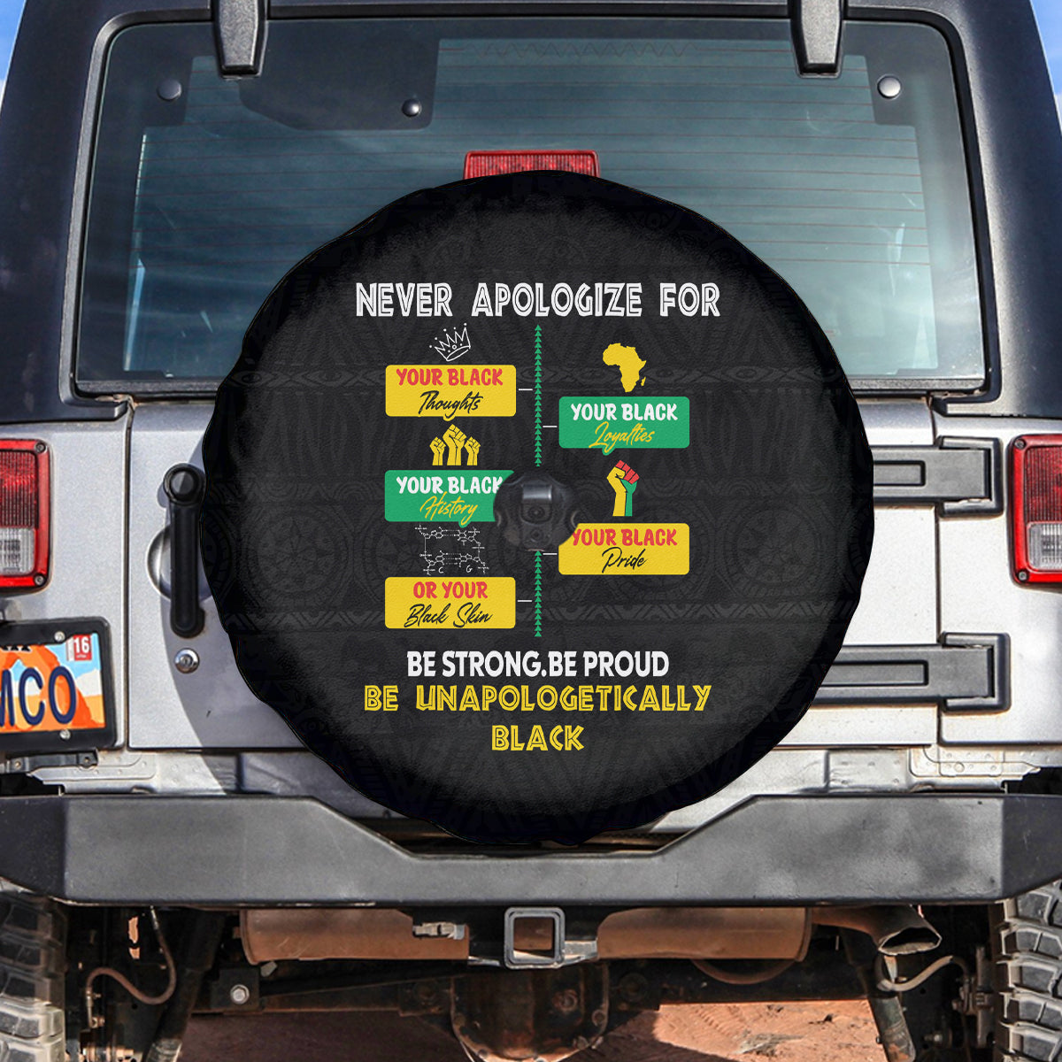 Never Apologize For Your Pride Spare Tire Cover African Black History - Wonder Print Shop