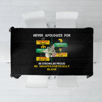 Black printed tablecloth with pride message and floral graphic