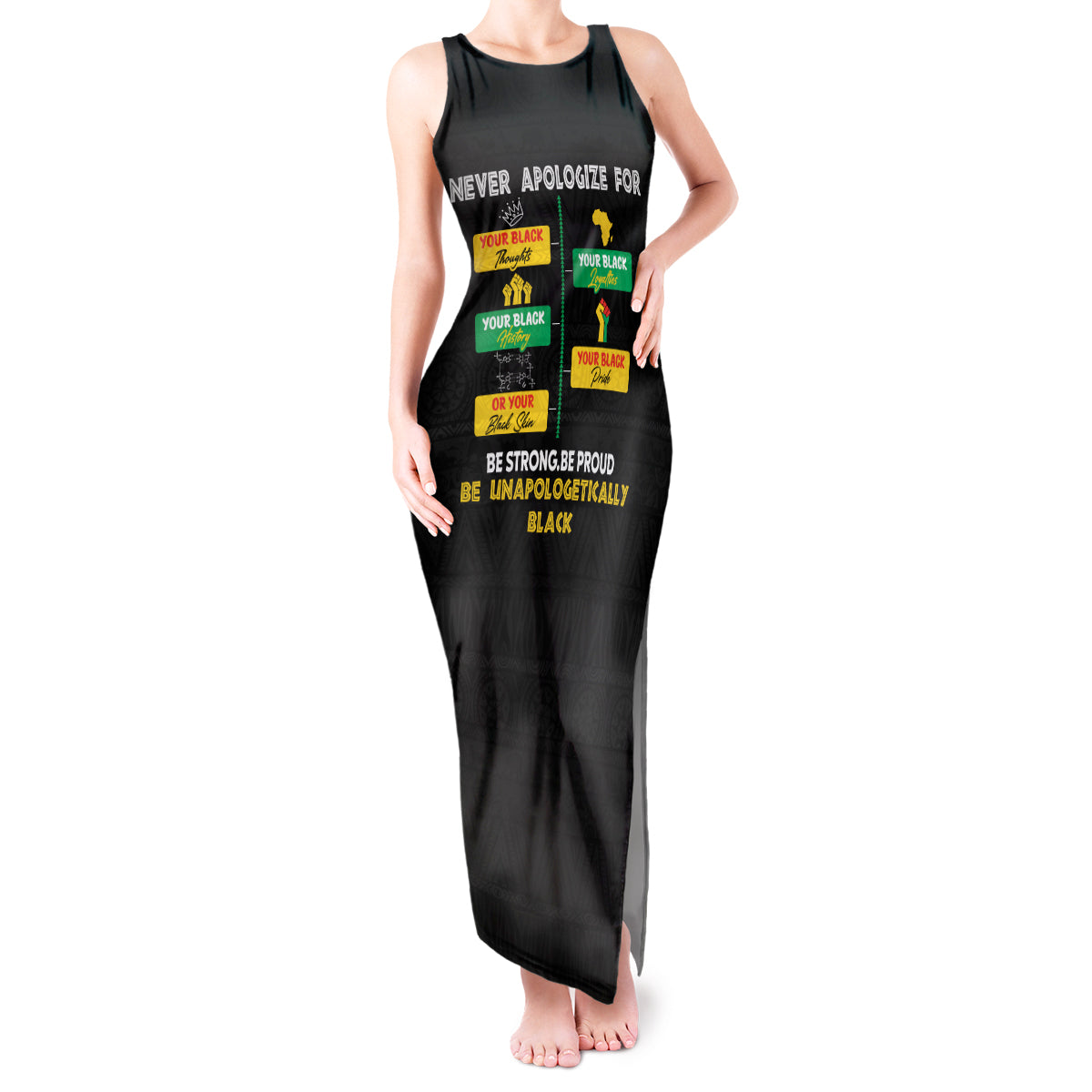 Never Apologize For Your Pride Tank Maxi Dress African Black History